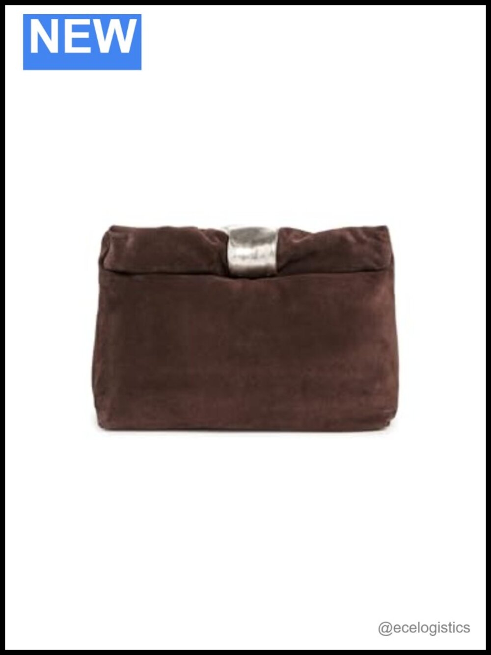 Slouchy Leather Clutch with Silver-Tone Accent and Removable Strap